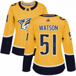 Womens Adidas Nashville Predators 51 Austin Watson Authentic Gold Home NHL Jersey 