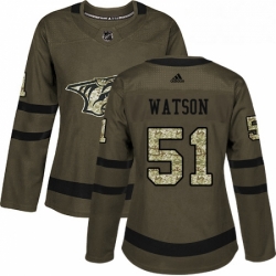 Womens Adidas Nashville Predators 51 Austin Watson Authentic Green Salute to Service NHL Jersey 