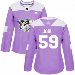 Womens Adidas Nashville Predators 59 Roman Josi Authentic Purple Fights Cancer Practice NHL Jersey 