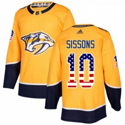 Youth Adidas Nashville Predators 10 Colton Sissons Authentic Gold USA Flag Fashion NHL Jersey 