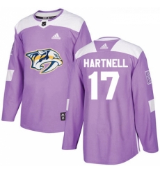 Youth Adidas Nashville Predators 17 Scott Hartnell Authentic Purple Fights Cancer Practice NHL Jersey 