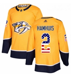 Youth Adidas Nashville Predators 2 Dan Hamhuis Authentic Gold USA Flag Fashion NHL Jersey 