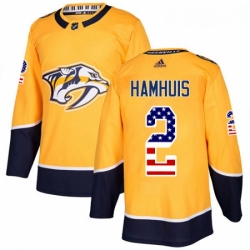 Youth Adidas Nashville Predators 2 Dan Hamhuis Authentic Gold USA Flag Fashion NHL Jersey 