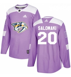 Youth Adidas Nashville Predators 20 Miikka Salomaki Authentic Purple Fights Cancer Practice NHL Jersey 