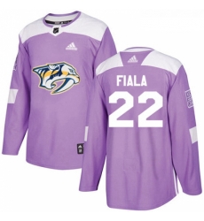 Youth Adidas Nashville Predators 22 Kevin Fiala Authentic Purple Fights Cancer Practice NHL Jersey 