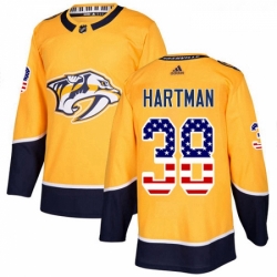 Youth Adidas Nashville Predators 38 Ryan Hartman Authentic Gold USA Flag Fashion NHL Jersey 