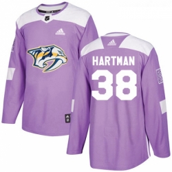 Youth Adidas Nashville Predators 38 Ryan Hartman Authentic Purple Fights Cancer Practice NHL Jersey 