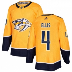 Youth Adidas Nashville Predators 4 Ryan Ellis Authentic Gold Home NHL Jersey 
