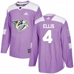 Youth Adidas Nashville Predators 4 Ryan Ellis Authentic Purple Fights Cancer Practice NHL Jersey 