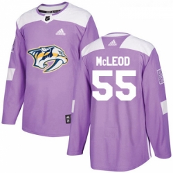 Youth Adidas Nashville Predators 55 Cody McLeod Authentic Purple Fights Cancer Practice NHL Jersey 