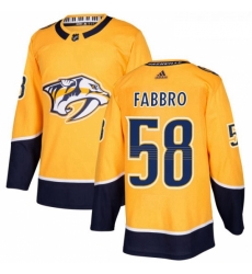 Youth Adidas Nashville Predators 58 Dante Fabbro Authentic Gold Home NHL Jersey 