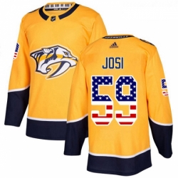 Youth Adidas Nashville Predators 59 Roman Josi Authentic Gold USA Flag Fashion NHL Jersey 