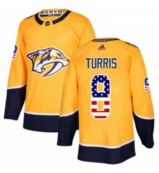 Youth Adidas Nashville Predators 8 Kyle Turris Authentic Gold USA Flag Fashion NHL Jersey 