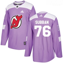 Devils #76 P  K  Subban Purple Authentic Fights Cancer Stitched Hockey Jersey