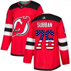 Devils #76 P  K  Subban Red Home Authentic USA Flag Stitched Hockey Jersey