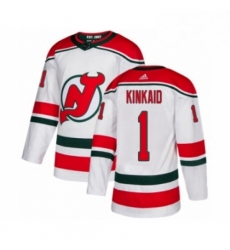 Mens Adidas New Jersey Devils 1 Keith Kinkaid Premier White Alternate NHL Jersey 