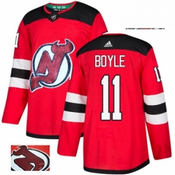 Mens Adidas New Jersey Devils 11 Brian Boyle Authentic Red Fashion Gold NHL Jersey 