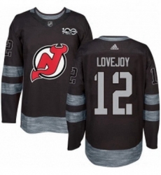 Mens Adidas New Jersey Devils 12 Ben Lovejoy Authentic Black 1917 2017 100th Anniversary NHL Jersey 