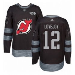 Mens Adidas New Jersey Devils 12 Ben Lovejoy Authentic Black 1917 2017 100th Anniversary NHL Jersey 