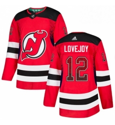 Mens Adidas New Jersey Devils 12 Ben Lovejoy Authentic Red Drift Fashion NHL Jersey 