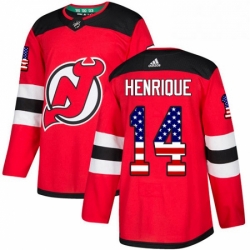 Mens Adidas New Jersey Devils 14 Adam Henrique Authentic Red USA Flag Fashion NHL Jersey 