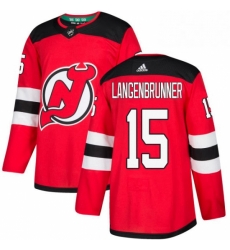Mens Adidas New Jersey Devils 15 Jamie Langenbrunner Authentic Red Home NHL Jersey 