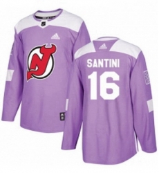 Mens Adidas New Jersey Devils 16 Steve Santini Authentic Purple Fights Cancer Practice NHL Jersey 