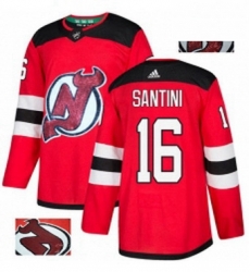 Mens Adidas New Jersey Devils 16 Steve Santini Authentic Red Fashion Gold NHL Jersey 
