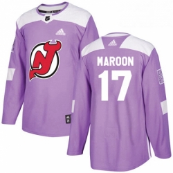 Mens Adidas New Jersey Devils 17 Patrick Maroon Authentic Purple Fights Cancer Practice NHL Jersey 