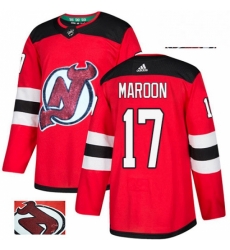 Mens Adidas New Jersey Devils 17 Patrick Maroon Authentic Red Fashion Gold NHL Jersey 