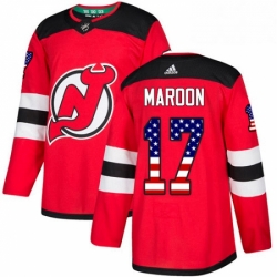 Mens Adidas New Jersey Devils 17 Patrick Maroon Authentic Red USA Flag Fashion NHL Jersey 
