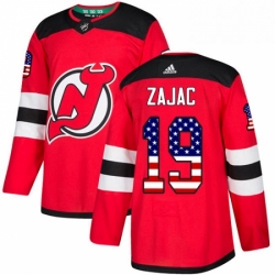 Mens Adidas New Jersey Devils 19 Travis Zajac Authentic Red USA Flag Fashion NHL Jersey 