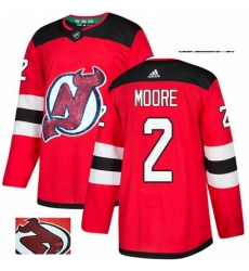Mens Adidas New Jersey Devils 2 John Moore Authentic Red Fashion Gold NHL Jersey 