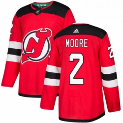 Mens Adidas New Jersey Devils 2 John Moore Authentic Red Home NHL Jersey 