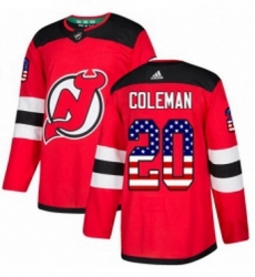 Mens Adidas New Jersey Devils 20 Blake Coleman Authentic Red USA Flag Fashion NHL Jersey 