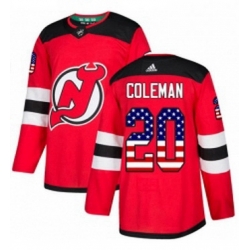Mens Adidas New Jersey Devils 20 Blake Coleman Authentic Red USA Flag Fashion NHL Jersey 