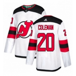 Mens Adidas New Jersey Devils 20 Blake Coleman Authentic White Away NHL Jersey 
