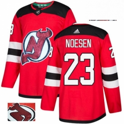Mens Adidas New Jersey Devils 23 Stefan Noesen Authentic Red Fashion Gold NHL Jersey 