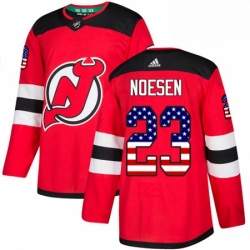 Mens Adidas New Jersey Devils 23 Stefan Noesen Authentic Red USA Flag Fashion NHL Jersey 