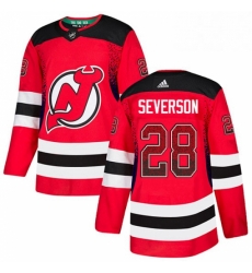 Mens Adidas New Jersey Devils 28 Damon Severson Authentic Red Drift Fashion NHL Jersey 
