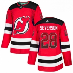 Mens Adidas New Jersey Devils 28 Damon Severson Authentic Red Drift Fashion NHL Jersey 