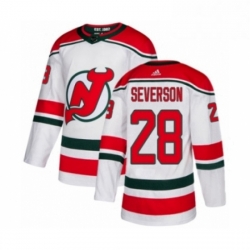 Mens Adidas New Jersey Devils 28 Damon Severson Authentic White Alternate NHL Jersey 