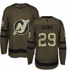 Mens Adidas New Jersey Devils 29 Ryane Clowe Authentic Green Salute to Service NHL Jersey 