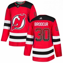 Mens Adidas New Jersey Devils 30 Martin Brodeur Authentic Red Drift Fashion NHL Jersey 