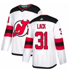 Mens Adidas New Jersey Devils 31 Eddie Lack Authentic White Away NHL Jersey 