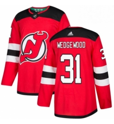 Mens Adidas New Jersey Devils 31 Scott Wedgewood Authentic Red Home NHL Jersey 