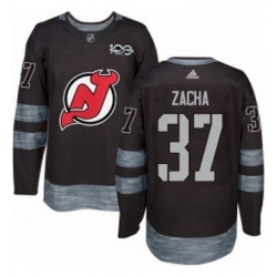 Mens Adidas New Jersey Devils 37 Pavel Zacha Authentic Black 1917 2017 100th Anniversary NHL Jersey 