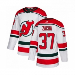 Mens Adidas New Jersey Devils 37 Pavel Zacha Premier White Alternate NHL Jersey 