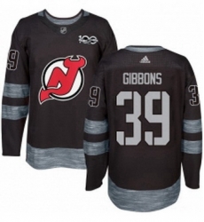 Mens Adidas New Jersey Devils 39 Brian Gibbons Authentic Black 1917 2017 100th Anniversary NHL Jersey 