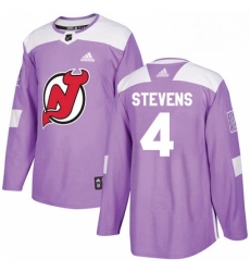 Mens Adidas New Jersey Devils 4 Scott Stevens Authentic Purple Fights Cancer Practice NHL Jersey 